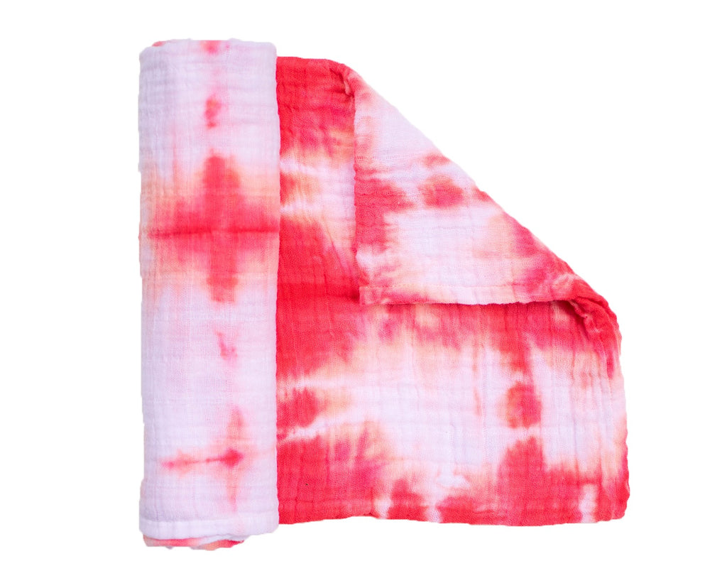 Muslin Blanket - Coral Shibori