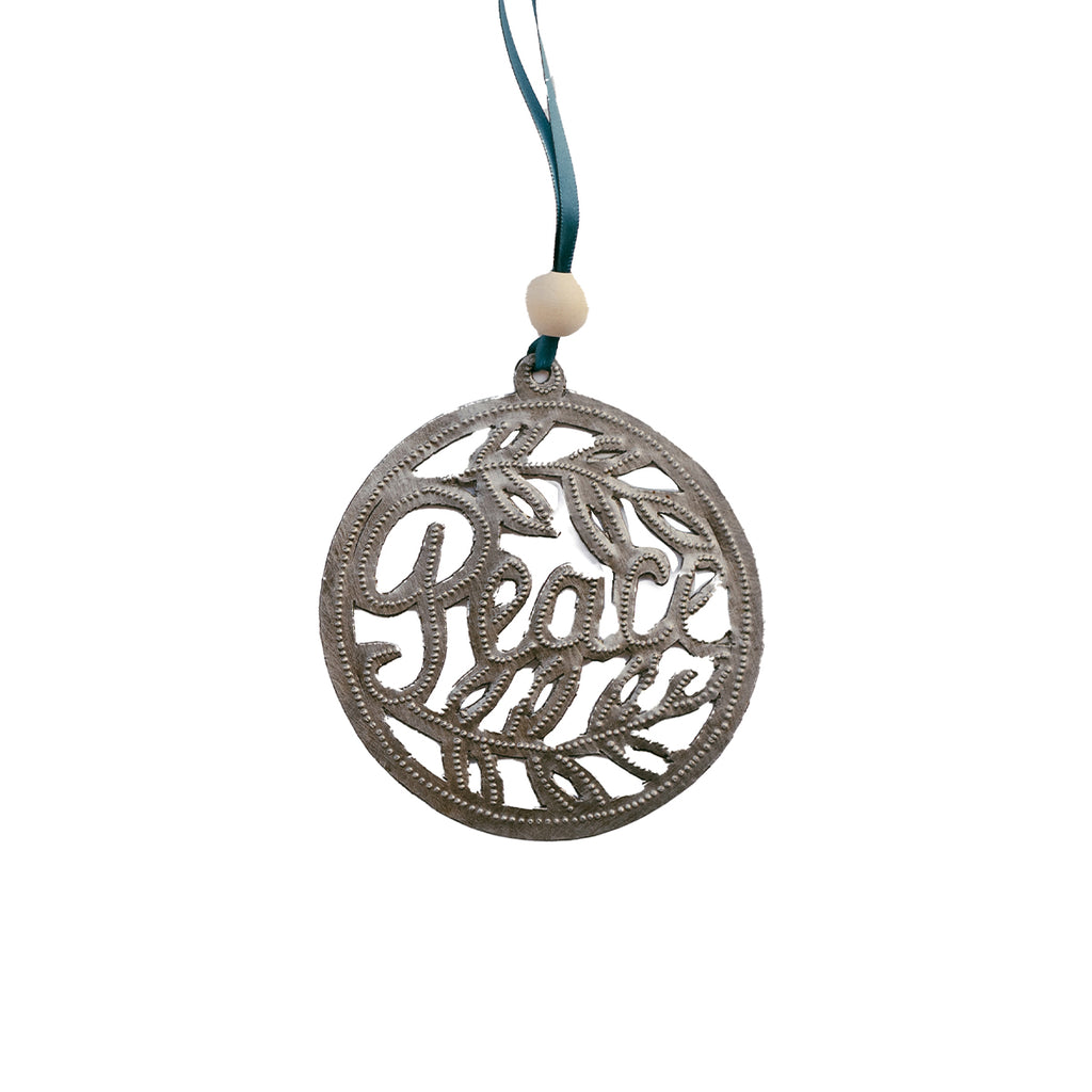 Metal Art Ornament - Peace with Leaves