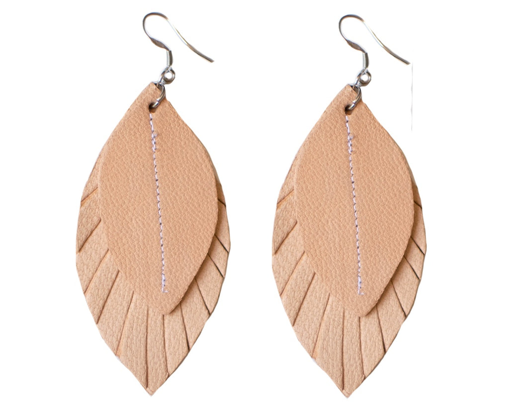 Single-Tone Feather Earrings - Blush