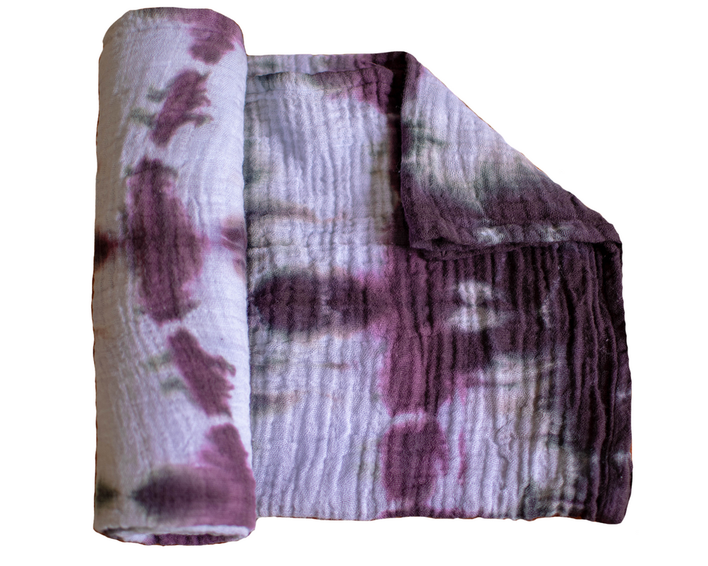 Muslin Blanket - Plum Shibori