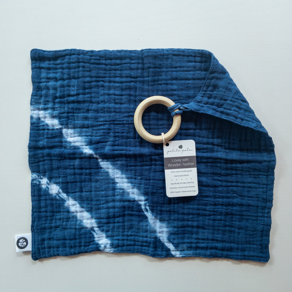 Muslin Lovey + Teether - Indigo