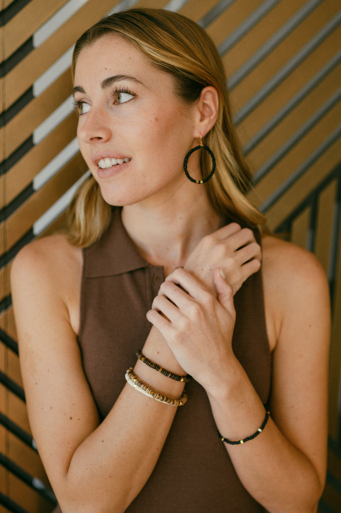 Kokoye Hoop Earrings - Ebony Coconut