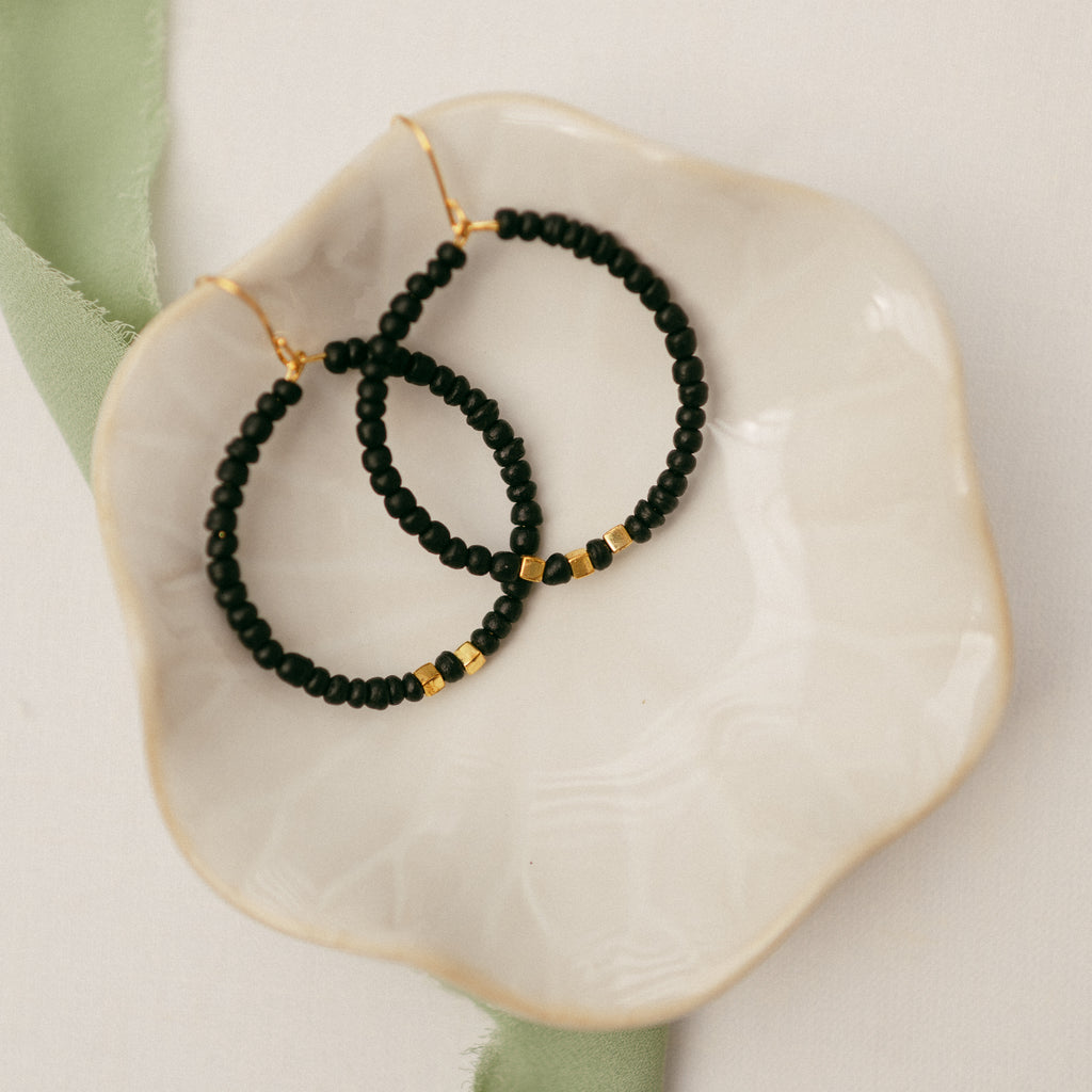 Kokoye Hoop Earrings - Ebony Coconut