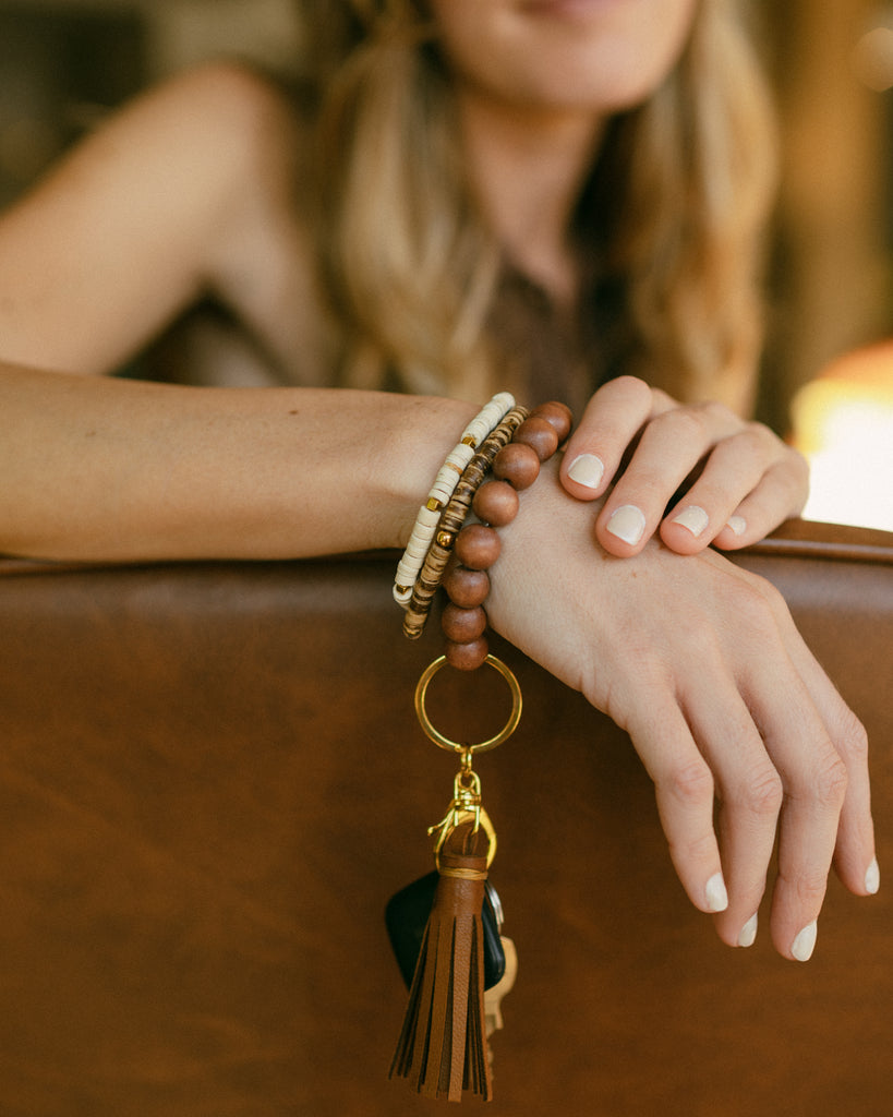 Kokoye Beaded Wristlet & Leather Tassel