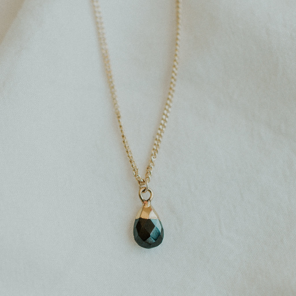 Gemstone Drop Necklace - Protection (Black Spinel)