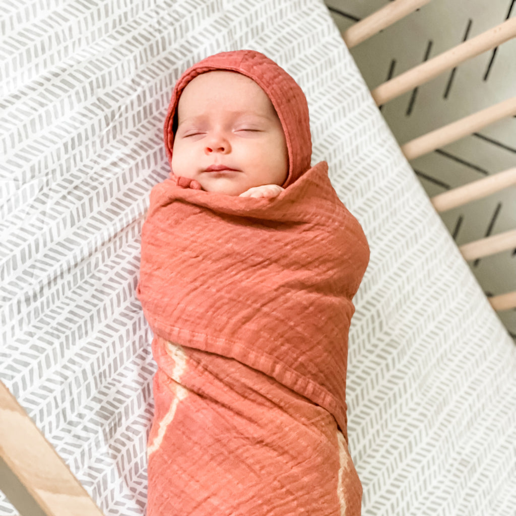 Muslin Baby Bonnet - Terra Cotta