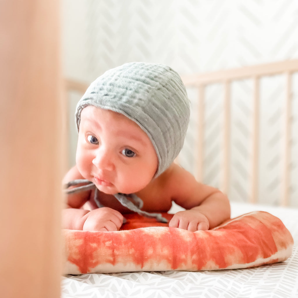 Muslin Baby Bonnet - Stone