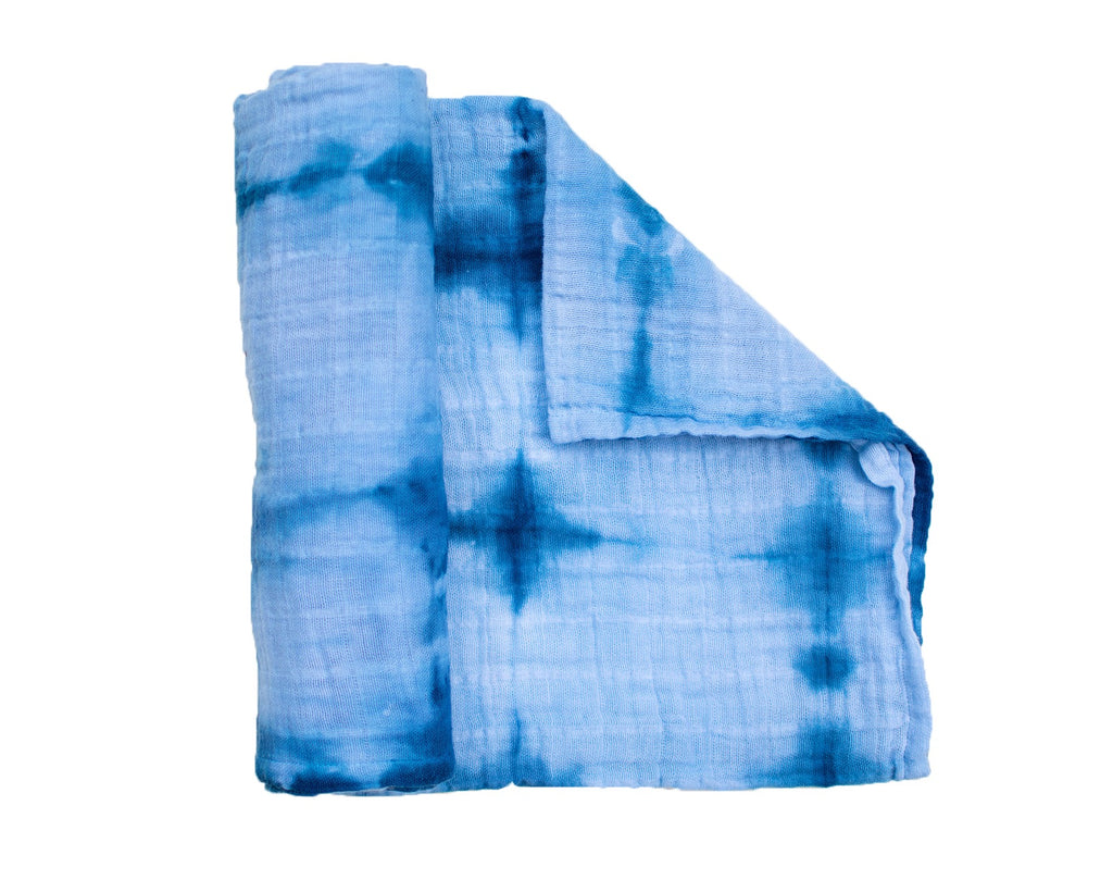 Muslin Blanket - Indigo Shibori