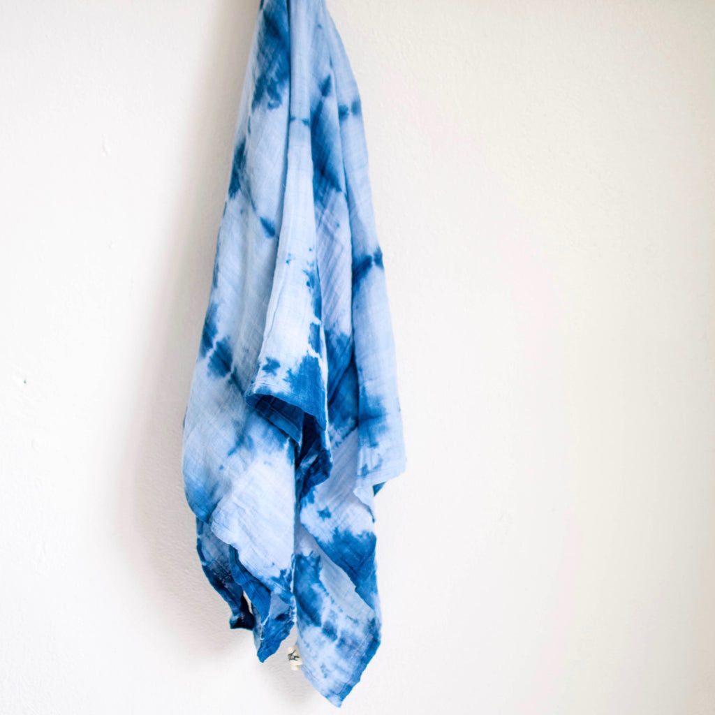 Muslin Blanket - Indigo Shibori