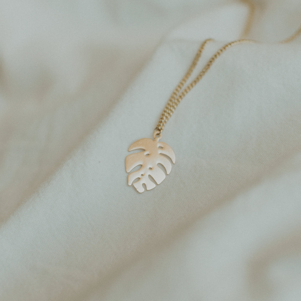 Petite Monstera Gold Necklace