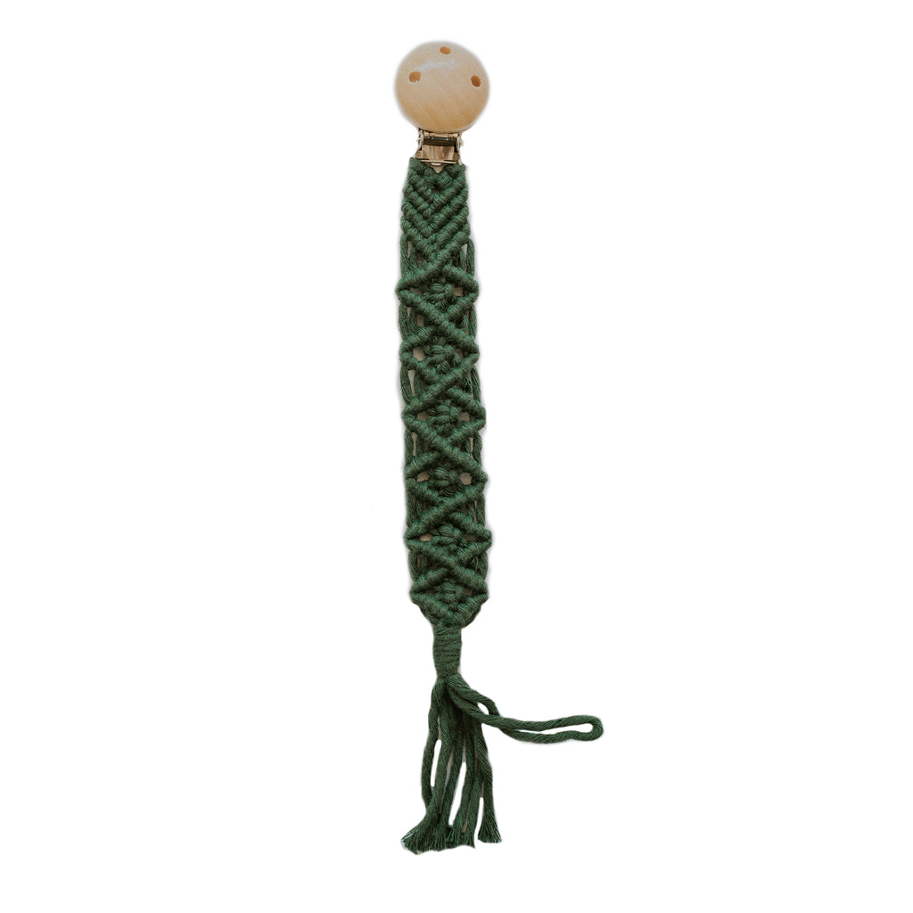 Macramé Pacifier Clip - Pine Diamond