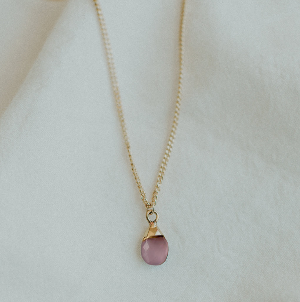 Gemstone Drop Necklace - Peace (Rose Quartz)